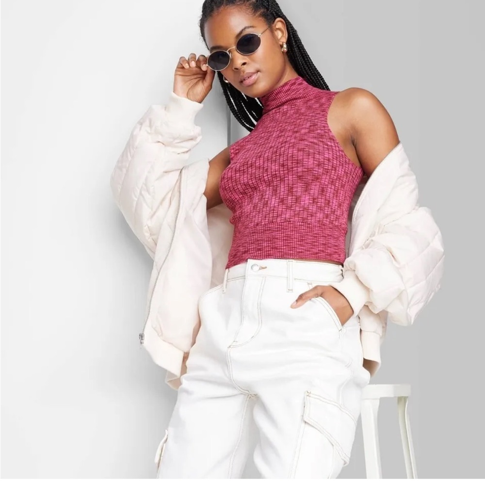 NWT Wild Fable Pink Space Dye Sweater Crop Top Size XXL